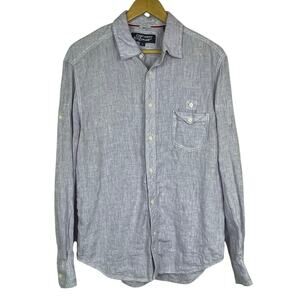 Canterbury New Zealand Linen Shirt L‎ Lavender Button-Up, Roll Tab Long Sleeves